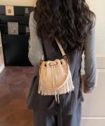 Fringe Tassel Mini Bucket Bag - Image 12
