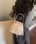 Fringe Tassel Mini Bucket Bag - Image 11