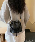 Fringe Tassel Mini Bucket Bag - Image 10