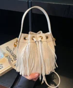Fringe Tassel Mini Bucket Bag - Image 4