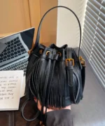Fringe Tassel Mini Bucket Bag - Image 3