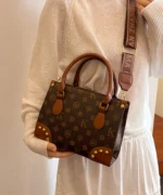 Vintage Monogram Shoulder Bag with Scarf & Stud Detail - Image 11