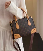 Vintage Monogram Shoulder Bag with Scarf & Stud Detail - Image 10