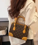 Vintage Monogram Shoulder Bag with Scarf & Stud Detail - Image 9