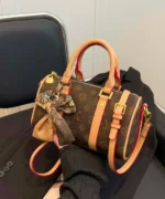 Vintage Monogram Mini Boston Bag with Scarf Charm - Image 2