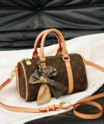 Vintage Monogram Mini Boston Bag with Scarf Charm - Image 4