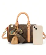 Vintage Monogram Mini Boston Bag with Scarf Charm - Image 8