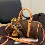 Vintage Monogram Mini Boston Bag with Scarf Charm