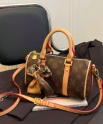 Vintage Monogram Mini Boston Bag with Scarf Charm