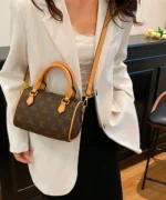 Classic Monogram Mini Boston Bag with Contrast Trim - Image 14