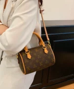 Classic Monogram Mini Boston Bag with Contrast Trim - Image 11