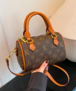 Classic Monogram Mini Boston Bag with Contrast Trim - Image 9