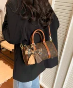 Vintage Monogram Mini Boston Bag with Scarf Charm - Image 15
