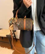 Vintage Monogram Mini Boston Bag with Scarf Charm - Image 13