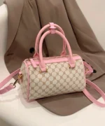 Mini Monogram Boston Bag in Pink with Contrast Trim