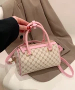 Mini Monogram Boston Bag in Pink with Contrast Trim - Image 2