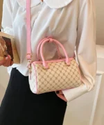 Mini Monogram Boston Bag in Pink with Contrast Trim - Image 8