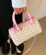 Mini Monogram Boston Bag in Pink with Contrast Trim - Image 7