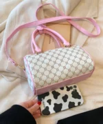 Mini Monogram Boston Bag in Pink with Contrast Trim - Image 5