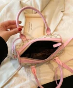 Mini Monogram Boston Bag in Pink with Contrast Trim - Image 3