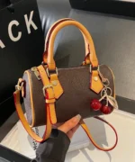 Mini Boston Crossbody Bag with Cherry Pendant - Image 9