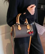 Mini Boston Crossbody Bag with Cherry Pendant - Image 13