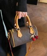 Mini Boston Crossbody Bag with Cherry Pendant - Image 12
