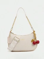 Elegant Mini Shoulder Bag with Cherry Charm - Image 6