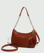 Elegant Mini Shoulder Bag with Cherry Charm - Image 12
