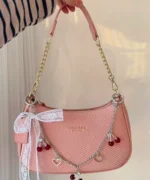 Elegant Mini Shoulder Bag with Cherry Charm - Image 20