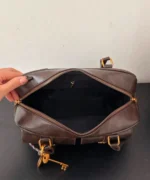 Vintage Brown Dome Shoulder Bag with Charm - Image 5
