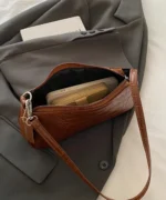 Minimalist Chain Strap Baguette Bag – Croc Texture Edition - Image 14