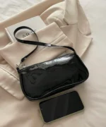 Minimalist Chain Strap Baguette Bag – Croc Texture Edition - Image 7