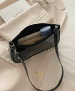 Minimalist Chain Strap Baguette Bag – Croc Texture Edition - Image 8