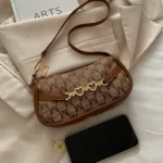 Minimalist Chain Strap Baguette Bag – Croc Texture Edition