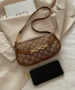 Minimalist Chain Strap Baguette Bag – Croc Texture Edition