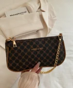 Minimalist Chain Strap Baguette Bag – Croc Texture Edition - Image 2