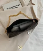 Minimalist Chain Strap Baguette Bag – Croc Texture Edition - Image 3