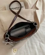 Minimalist Chain Strap Baguette Bag – Croc Texture Edition - Image 4