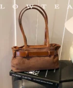 Vintage Suede Tote Bag with Belt Detail – Retro Shoulder Edition - Image 11