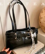 Vintage Suede Tote Bag with Belt Detail – Retro Shoulder Edition - Image 12