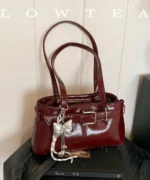 Vintage Suede Tote Bag with Belt Detail – Retro Shoulder Edition - Image 16
