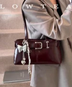 Vintage Suede Tote Bag with Belt Detail – Retro Shoulder Edition - Image 18