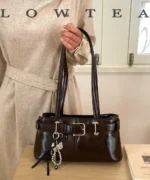 Vintage Suede Tote Bag with Belt Detail – Retro Shoulder Edition - Image 19