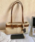 Vintage Suede Tote Bag with Belt Detail – Retro Shoulder Edition - Image 23