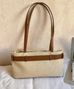 Vintage Suede Tote Bag with Belt Detail – Retro Shoulder Edition - Image 25