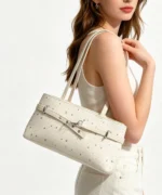 Vintage Suede Tote Bag with Belt Detail – Retro Shoulder Edition - Image 35