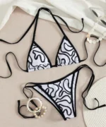 Abstract Print Triangle Bikini Set