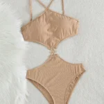 Apricot Cut-Out Monokini Swimsuit