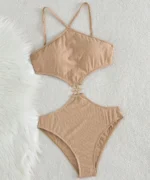 Apricot Cut-Out Monokini Swimsuit